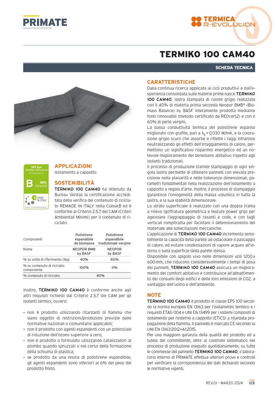 Catalogo Termiko 100 CAM40 - Scheda tecnica (it)
